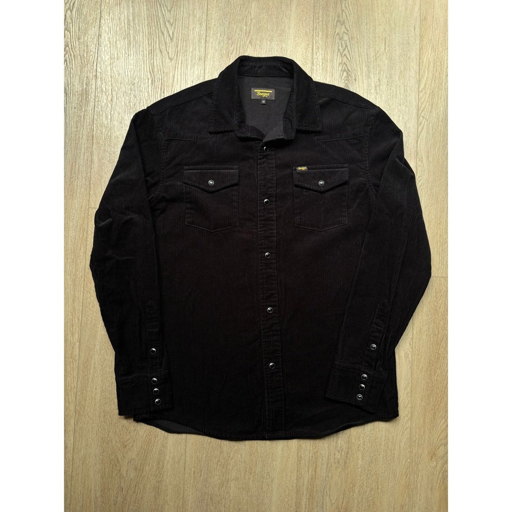 Seager Wilson Corduroy Western Shirt Mens Medium Black Snap Front Long Sleeve